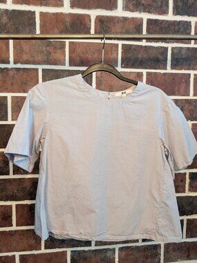 UNIQLO Light Blue Boxy Short Sleeve Cotton Blouse S
